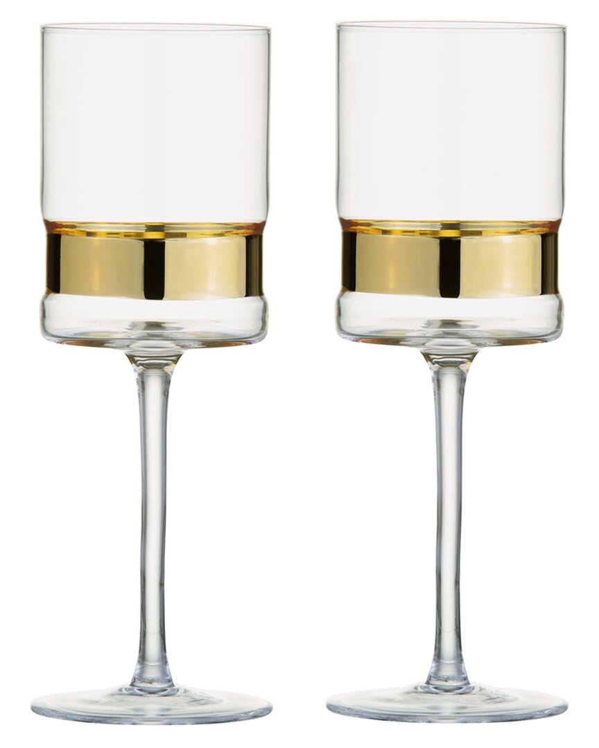 Anton Studio Designs Set Of 2 Soho Wine Glasses In Gold