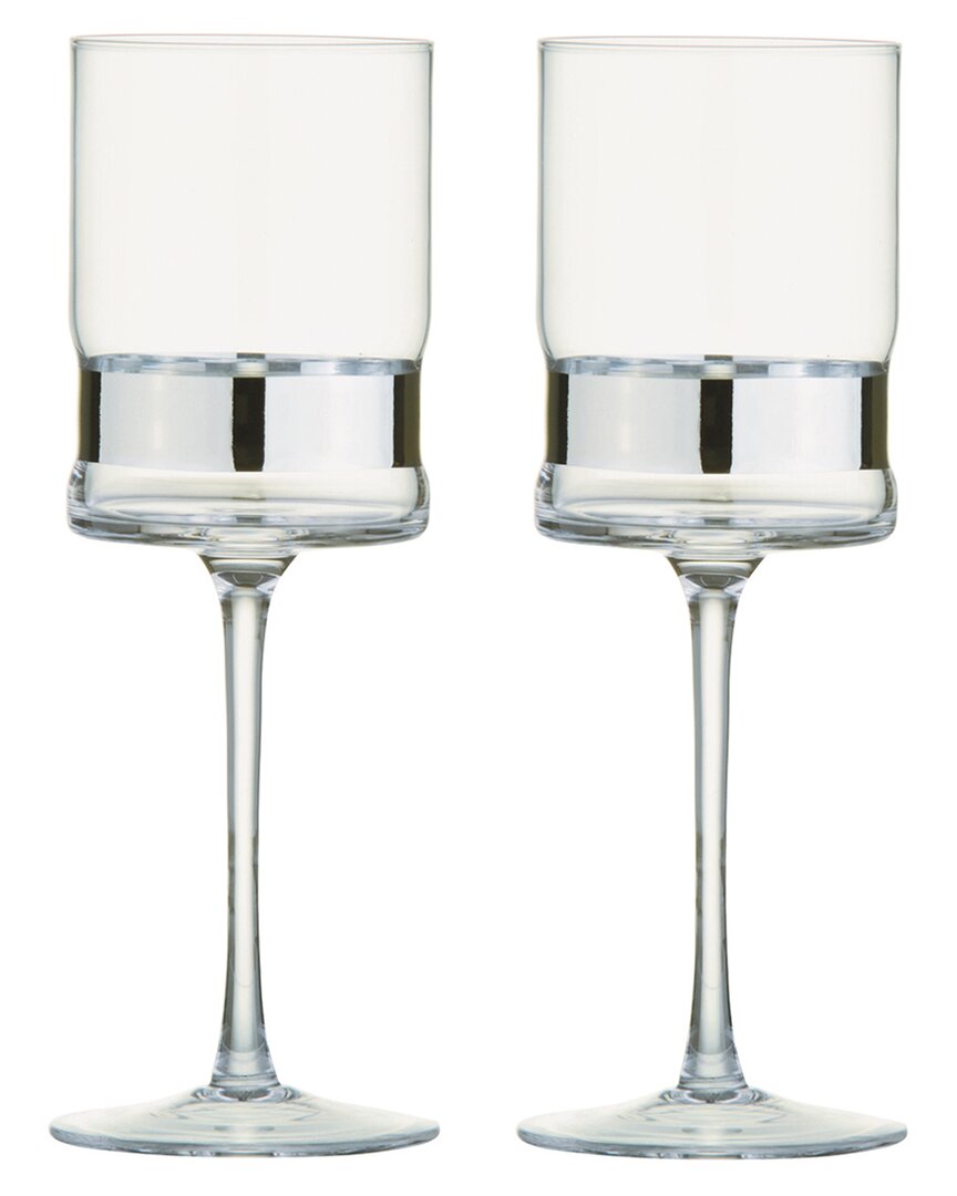 Anton Studio Designs Set Of 2 Soho Wine Glasses In Silver