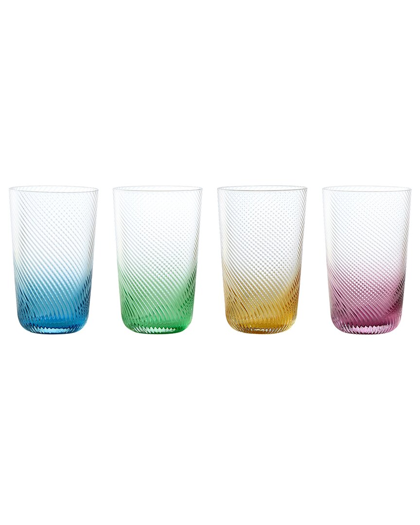 Anton Studio Designs Set Of 4 Swirl Highball Tumblers