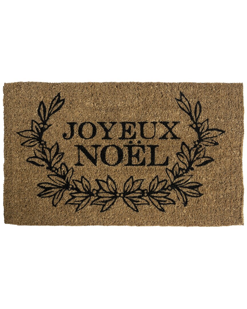 Entryways Joyeux Noel Handwoven Coconut Fiber Doormat In Black