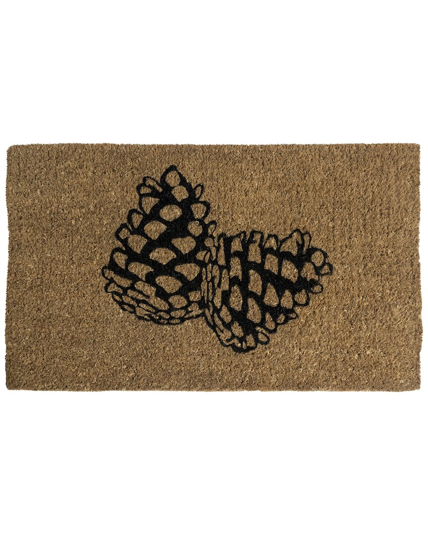 Entryways Pair Of Pine Cones Handwoven Coconut Fiber Doormat In Black