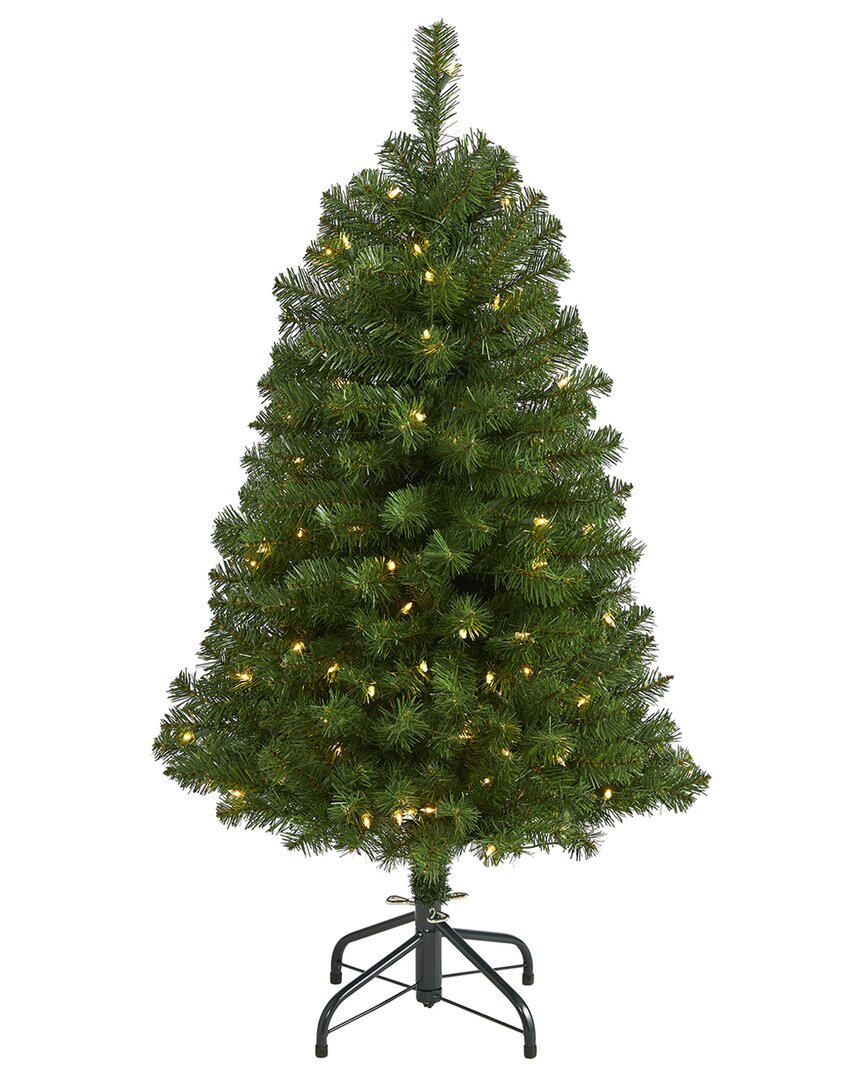 Nearly Natural Faux Douglas 4 Foot Pre-lit Fir Christmas Tree In Green