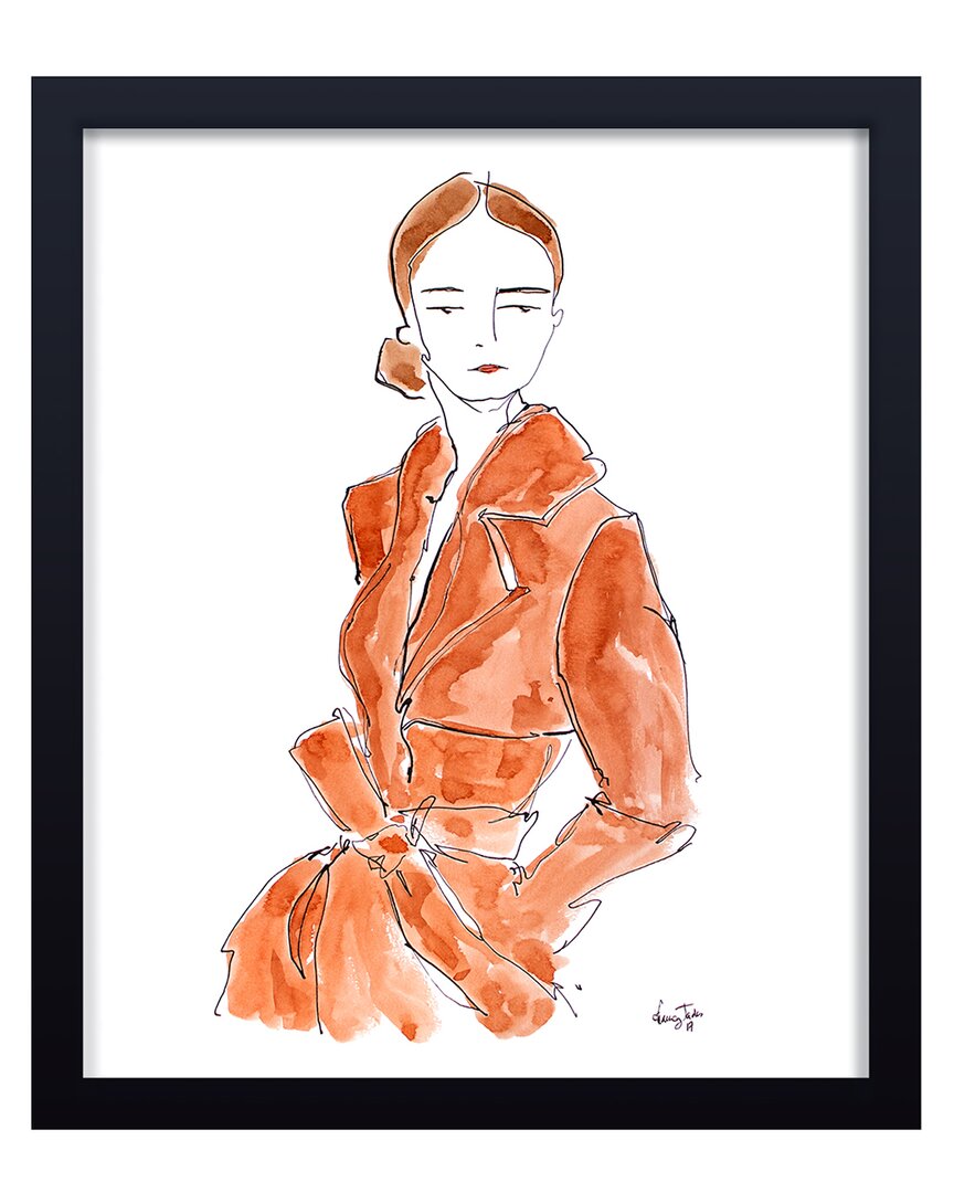 Ready2hangart Girl In Camel Trench Framed Print Wall Art