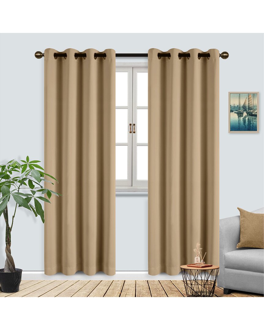 Superior Solid Insulated Thermal Blackout Grommet Curtain Panel Set In Neutral
