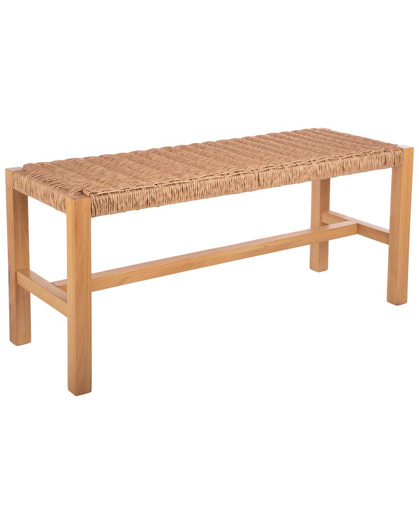 Alaterre Furniture Newport 40in Wood Bench With Handcrafted Woven Rope Seat