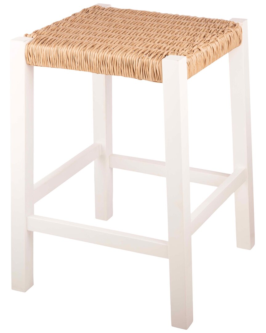 Alaterre Furniture Newport 24in Wood Counter Height Stool With Handcrafted  Woven Rope Seat
