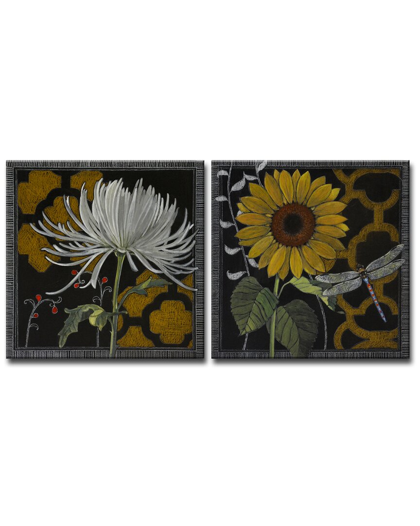 Ready2hangart Gilt Slate Flora Iii/iv 2pc Wrapped Canvas Wall Art By Norman Wyatt