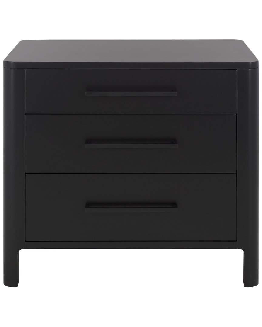 Safavieh Couture Abbiava 3 Drawer Wood Nightstand In Black