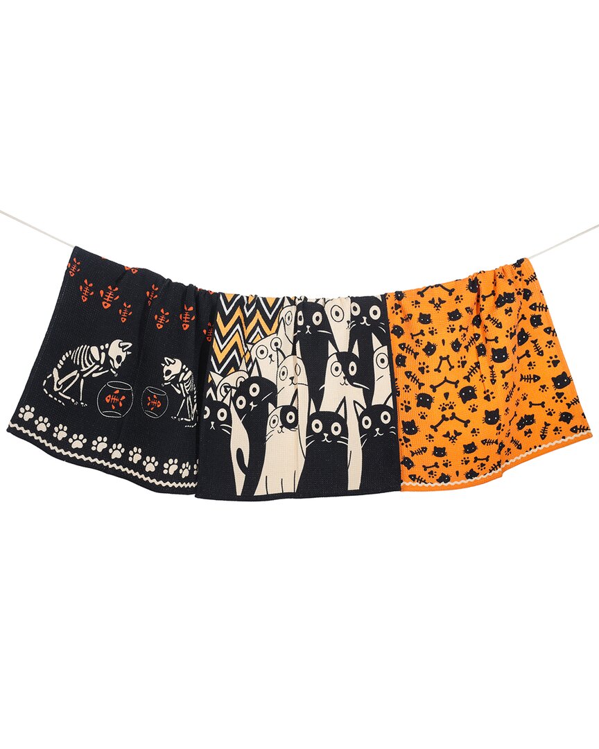 Tiramisu Spooky Cat Halloween Towel Set In Multi