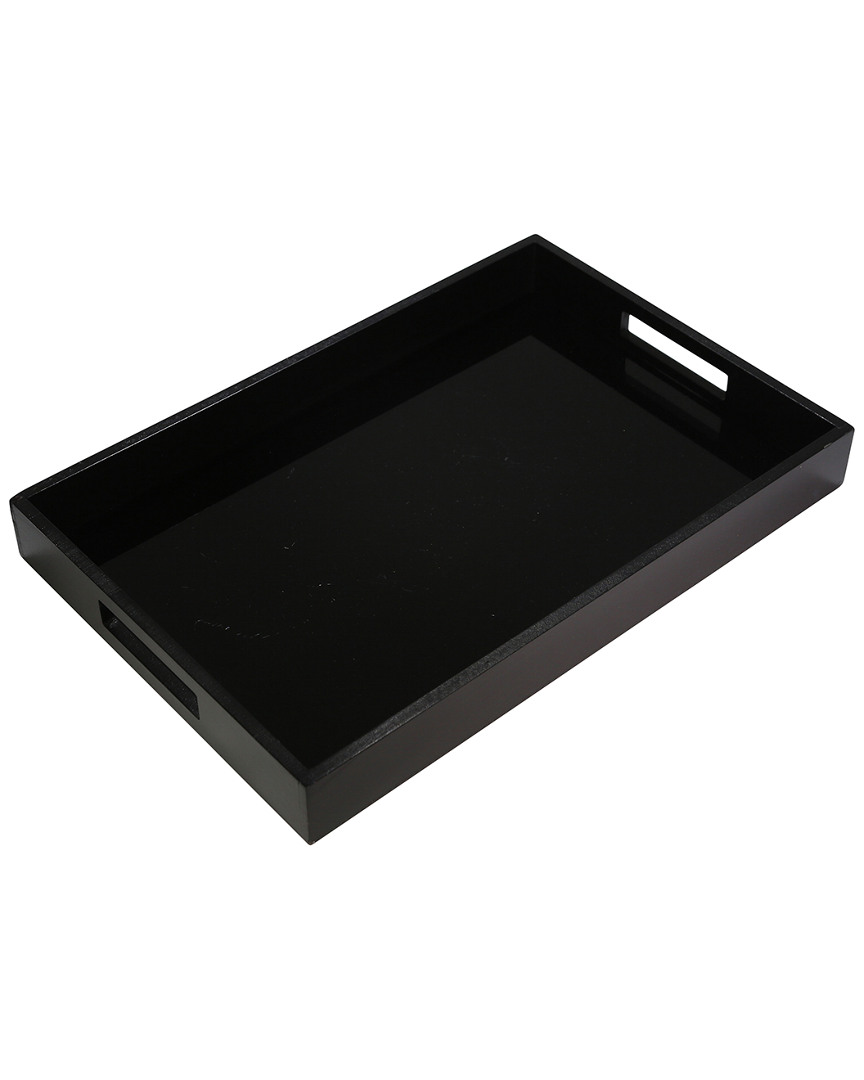 Sagebrook Home Black Wood/glass Tray