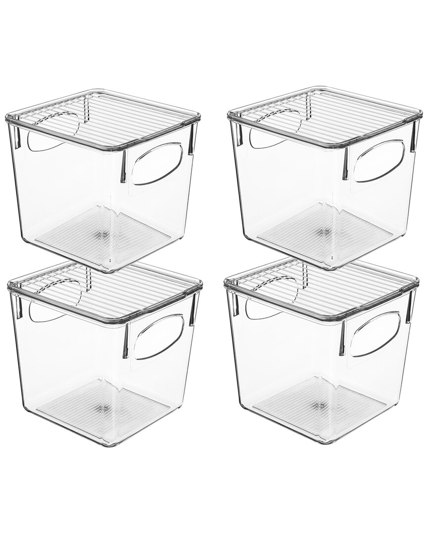 Sorbus 4pc Small Clear Fridge Bin With Handles And Lids In Nocolor