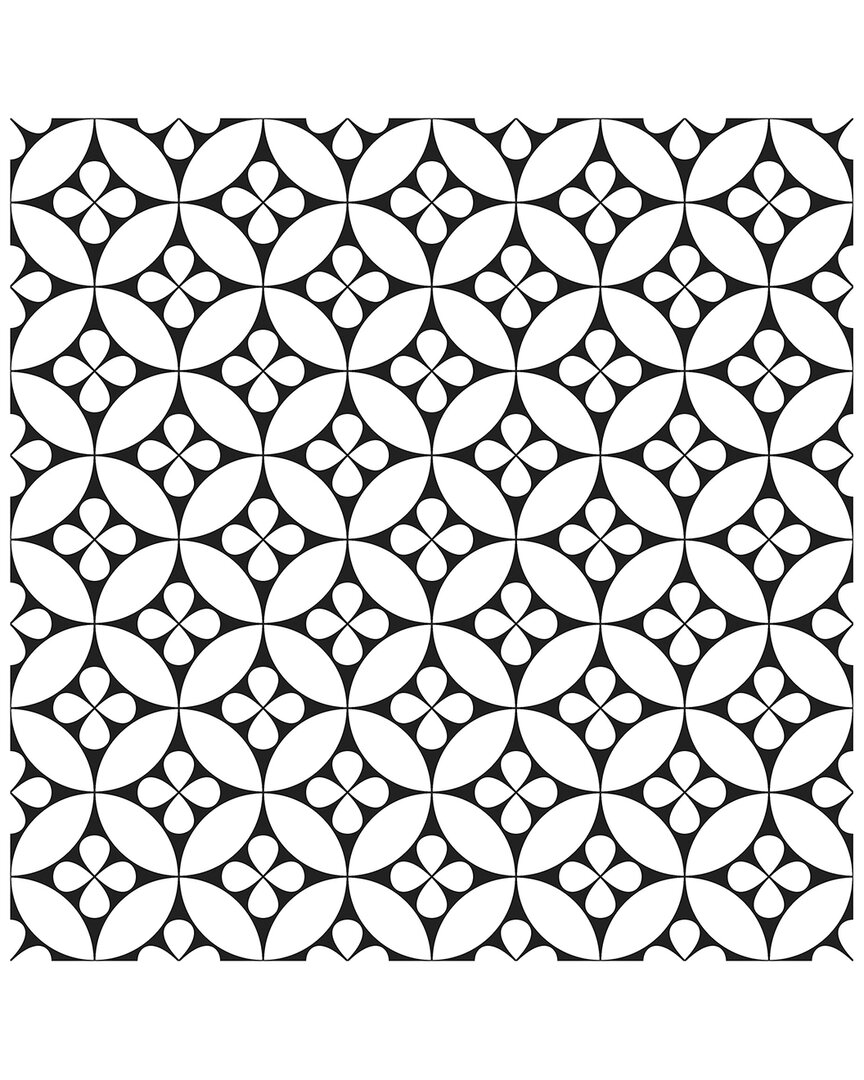 Floorpops Fleur Peel & Stick Floor Tiles In Black