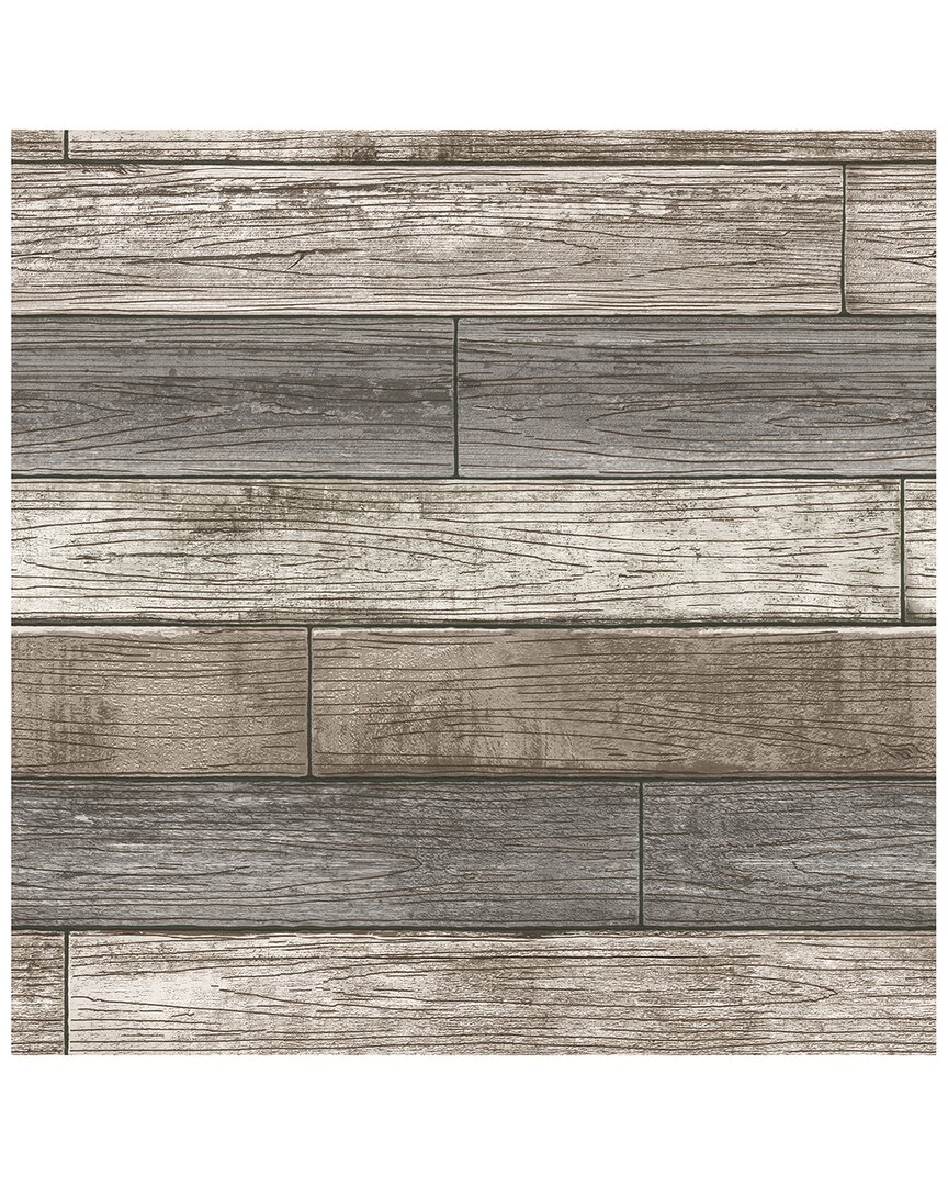 Nuwallpaper Reclaimed Wood Plank Natural Peel & Stick Wallpaper In Neutral