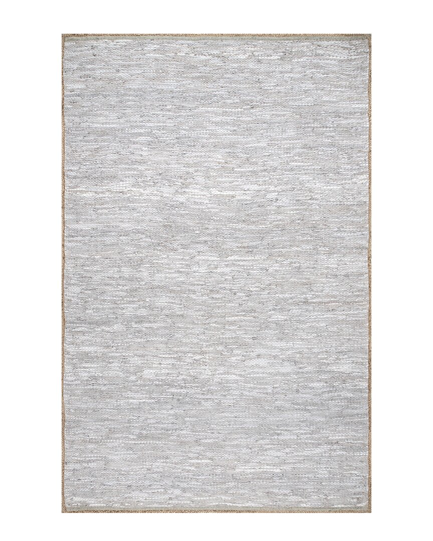 Shop Nuloom Discontinued  Sabby Hand Woven Leather Flatweave Rug In Gray