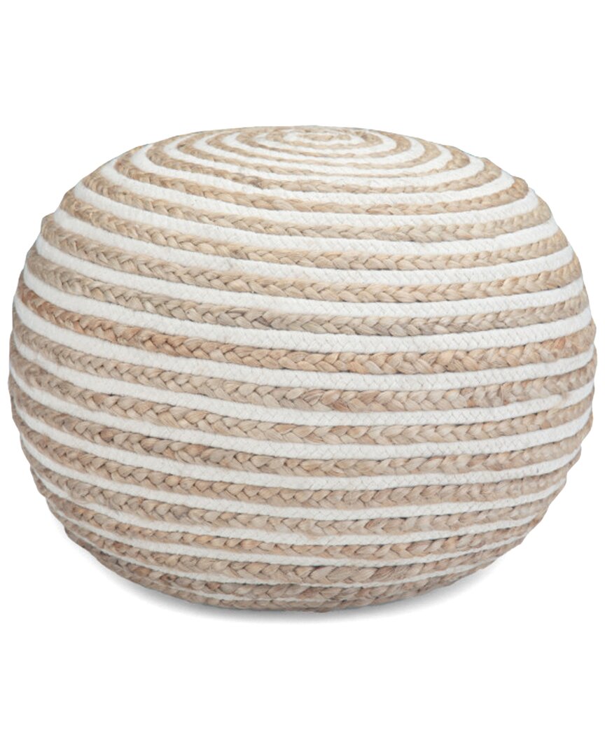 Simpli Home Yolanda Boho Round Pouf In Brown