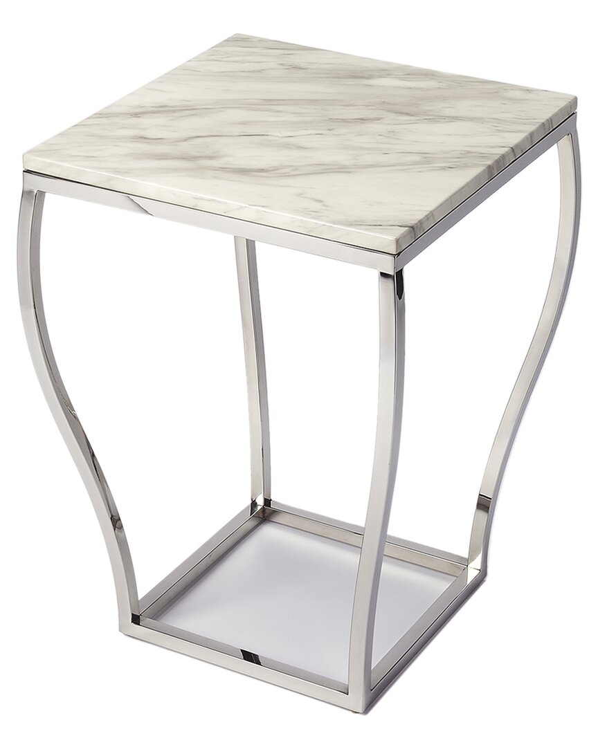 Butler Specialty Company Haley Marble & Metal End Table In Silver