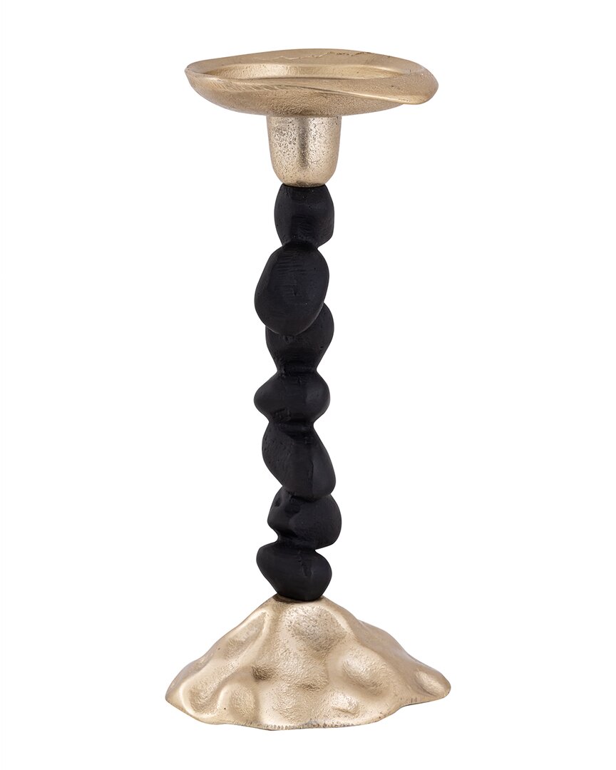 Shop Vivience And Gold Pillar Candle Holder In Black