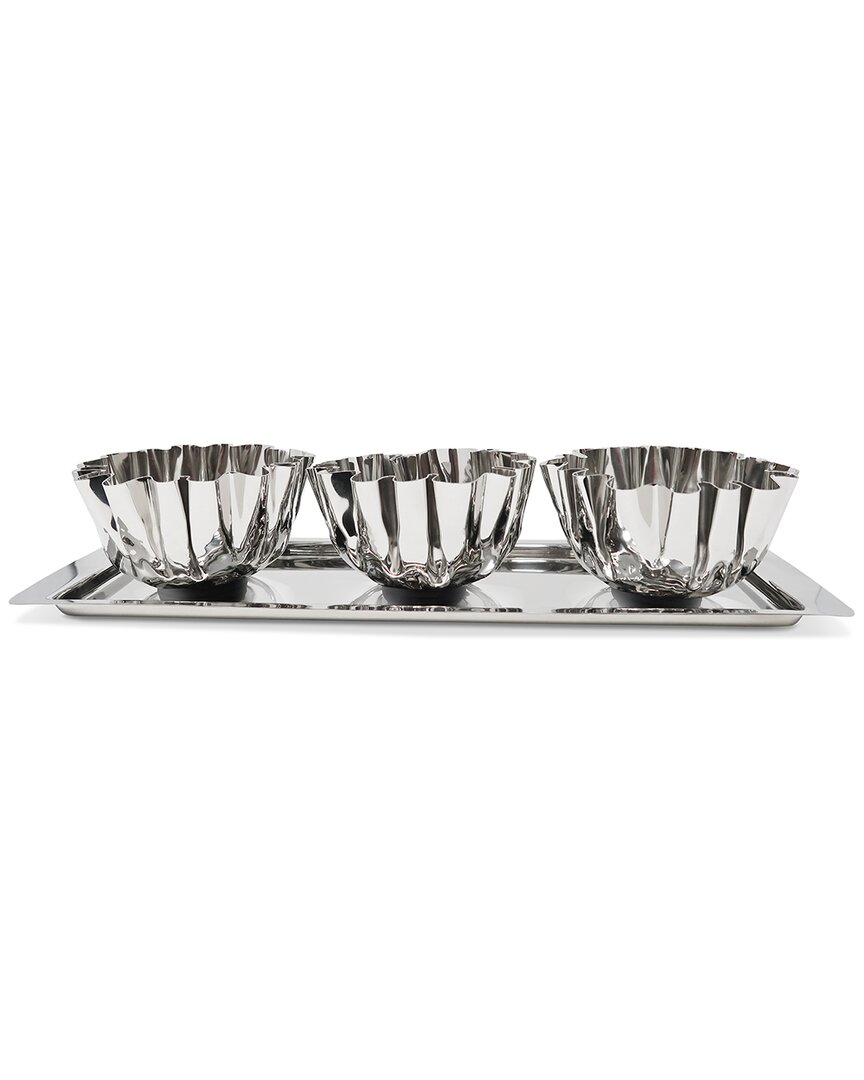 Vivience 4pc Bowls & Stainless Steel Tray Set In Silver