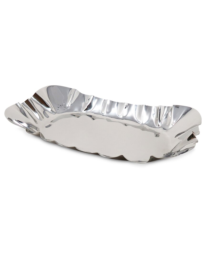Vivience Stainless Steel Hammered Serving Tray In Silver