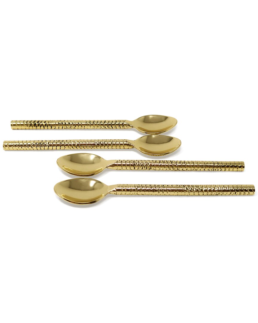 Vivience Set Of 4 Dessert Spoons/forks In Gold