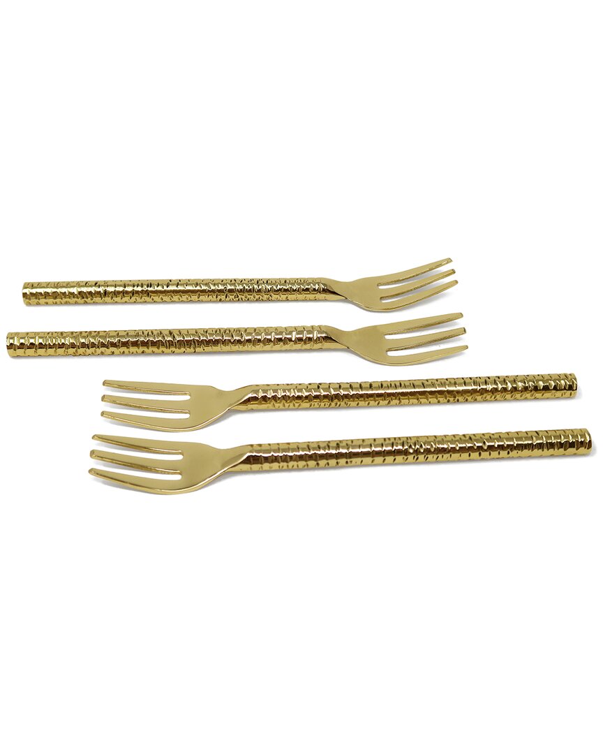 Vivience Set Of 4 Classic Dessert Spoons/forks In Gold