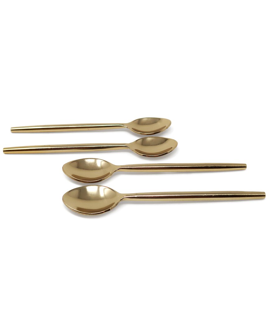 Vivience Set Of 4 Classic Dessert Spoons/forks In Gold