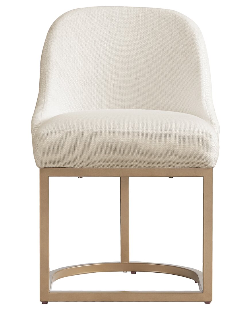 Leick Home Set Of 2 Barrelback Dining Chairs With Metal Base In White