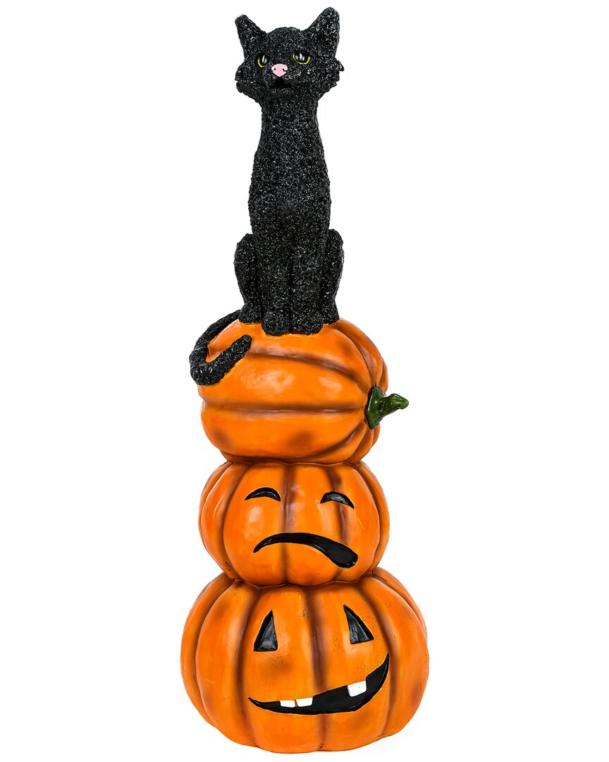 National Tree Company 32in Halloween Black Cat And Pumpkins Stack
