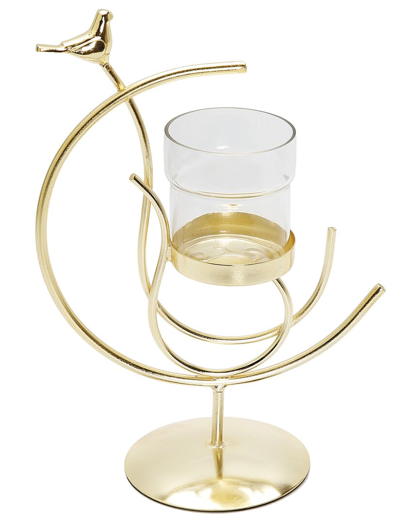 Alice Pazkus Birdie Design Tea Light Holder In Gold