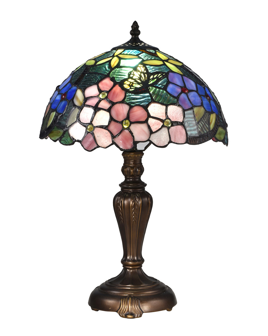 Dale Tiffany Fox Peony Table Lamp In Multi