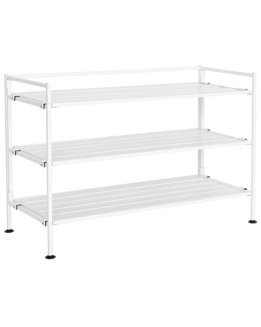 Seville Classics Home 3-tier Stackable Wide Resin Slat Shoe Rack