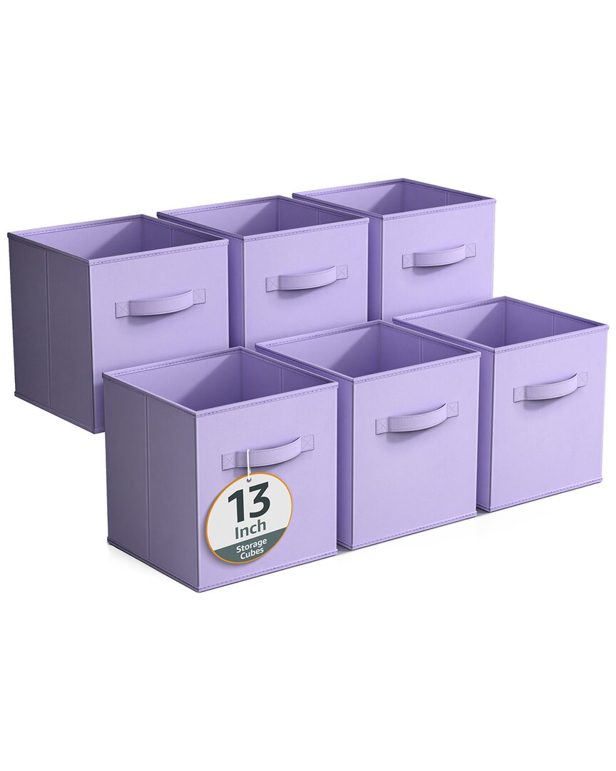 Sorbus Pack Of Six 13in Large Storage Bins In Purple