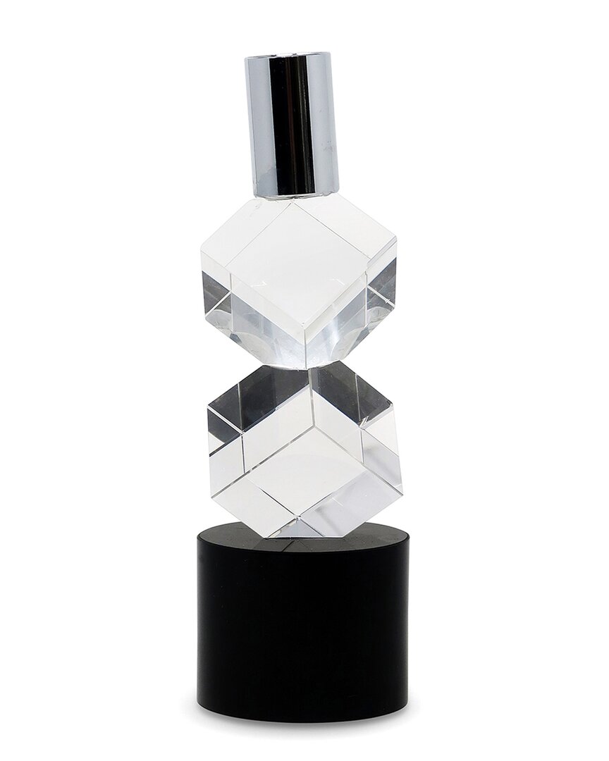 Vivience Crystal Candlestick With Diagonal Design