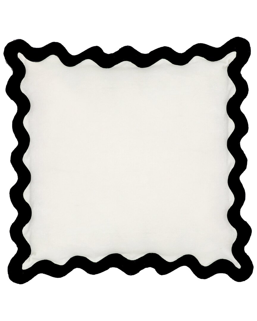 Tov Furniture Scalloped Edge Velvet Throw Pillow In Black