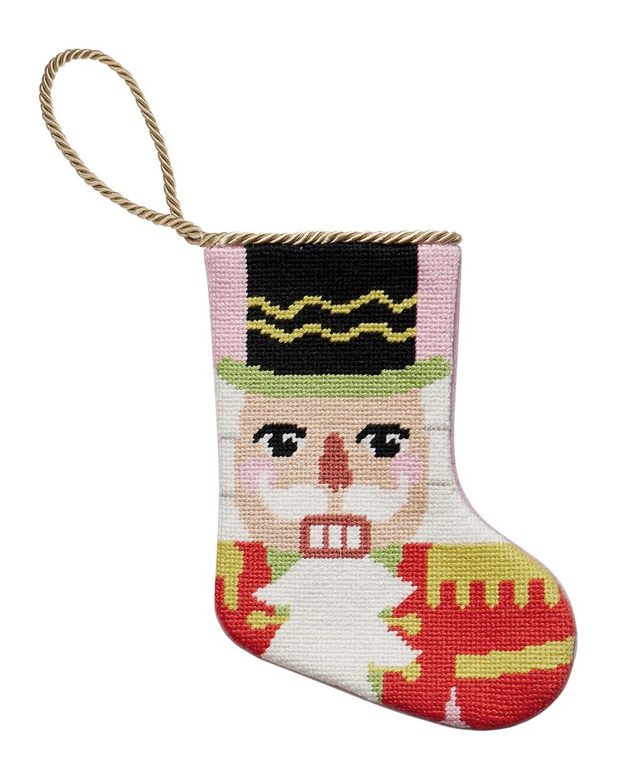 Peking Handicraft Nutcracker Embroidered Needlepoint Mini Stocking In Multi