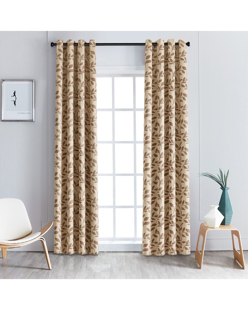 Superior Leaves Blackout Panel Curtains- Set Of 2 In Espresso