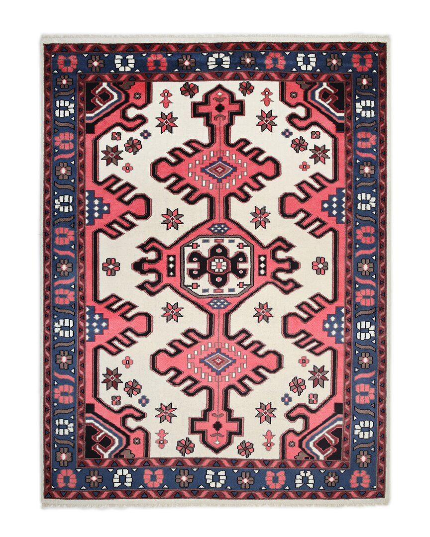 Solo Rugs Gobi Bohemian Southwestern Hand-knotted Wool-blend Area Rug In Ivory