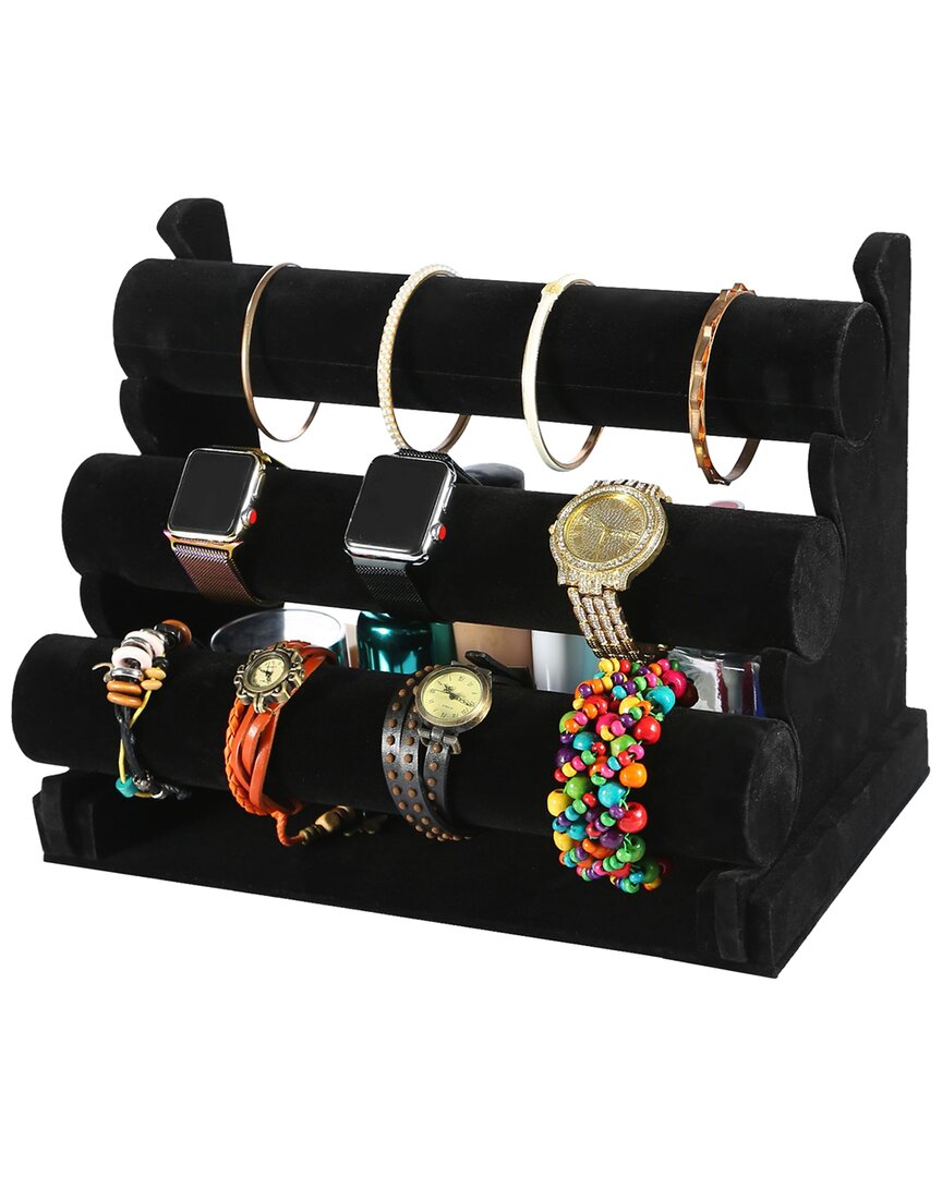 Fresh Fab Finds 3-tier Velvet Jewelry Stand In Black