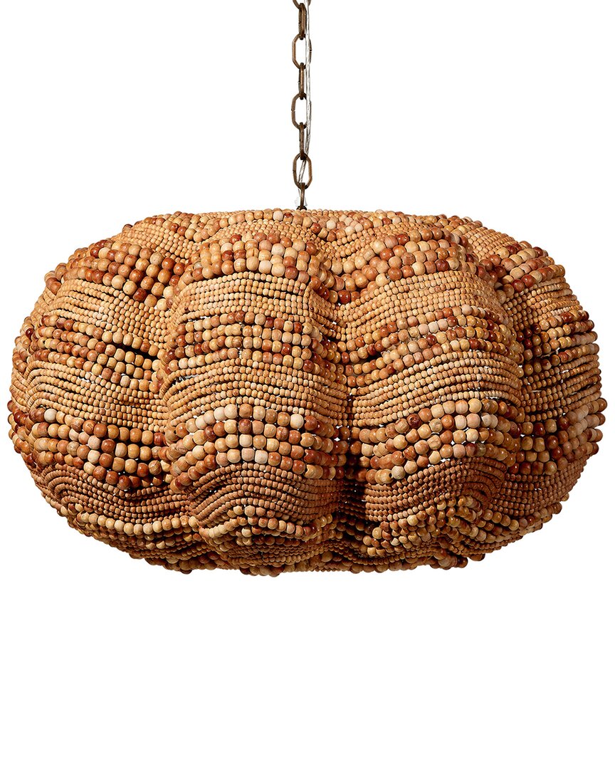 Jamie Young Clamshell Wood Beaded 4-light Small Chandelier In Brown