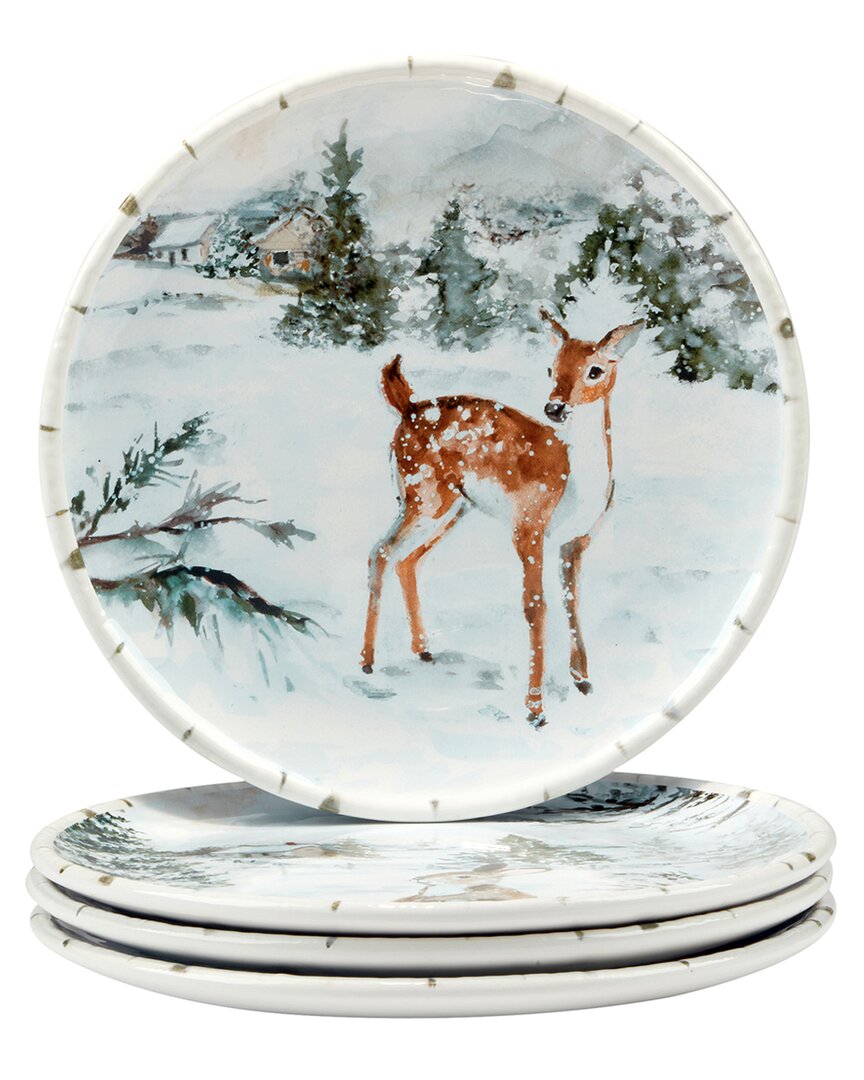 Certified International Winter's Frost Set Of 4 Dessert Plates