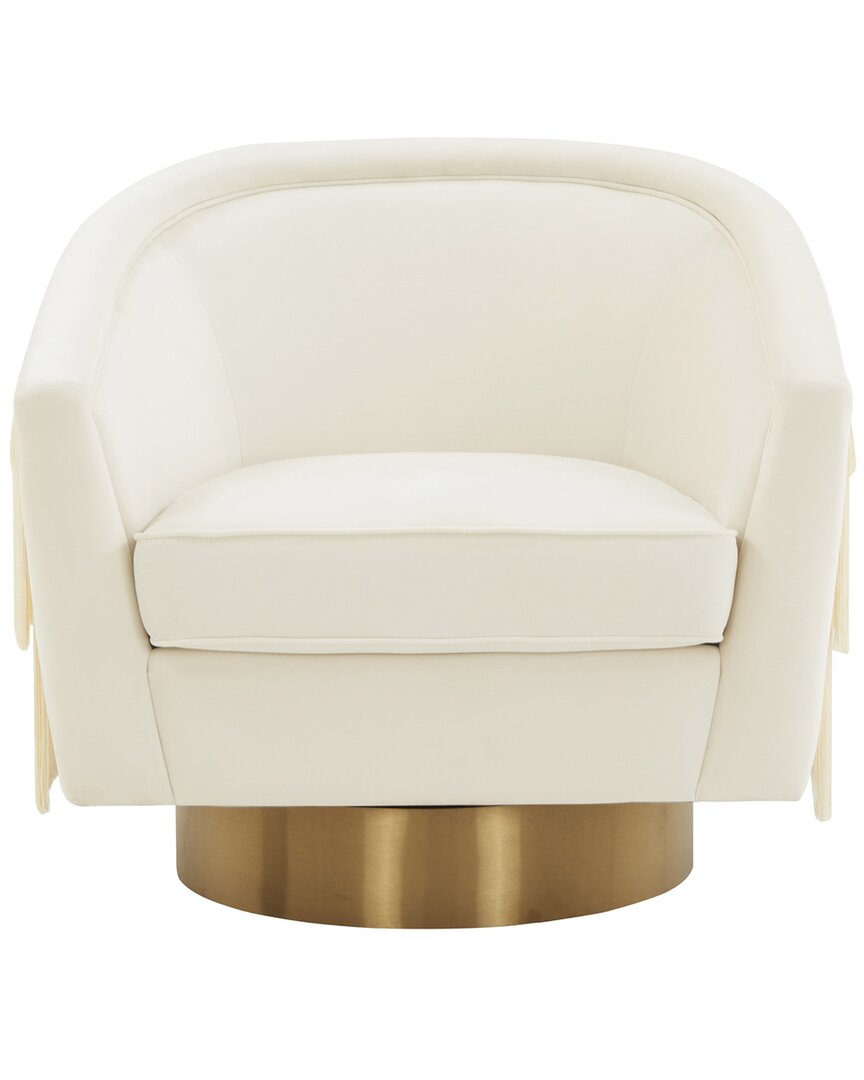 Tov Furniture Flapper Cream Swivel Chair In White