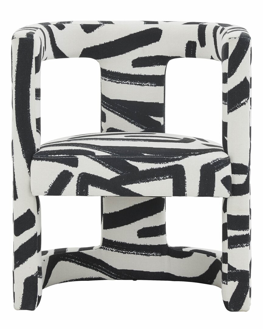 Tov Furniture Ada Velvet Chair In Black Brushstroke Pattern