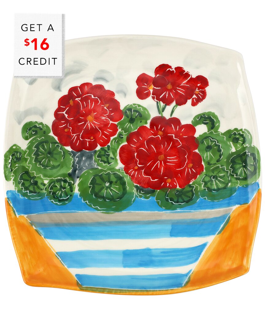 Vietri Geraniums Wall Plate With $16 Credit In Multicolor