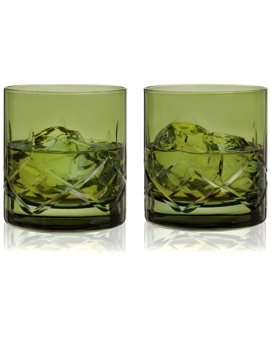 Viski Admiral Cut Crystal Rocks Glasses
