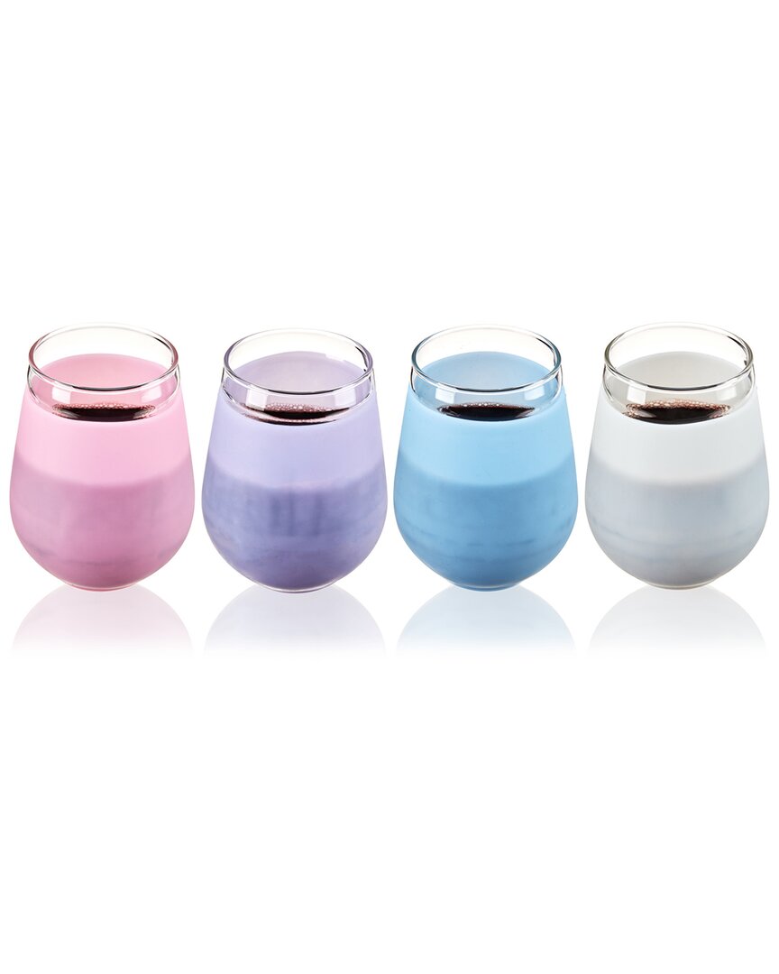 True Set Of 4 Silicone Wrapped Glasses