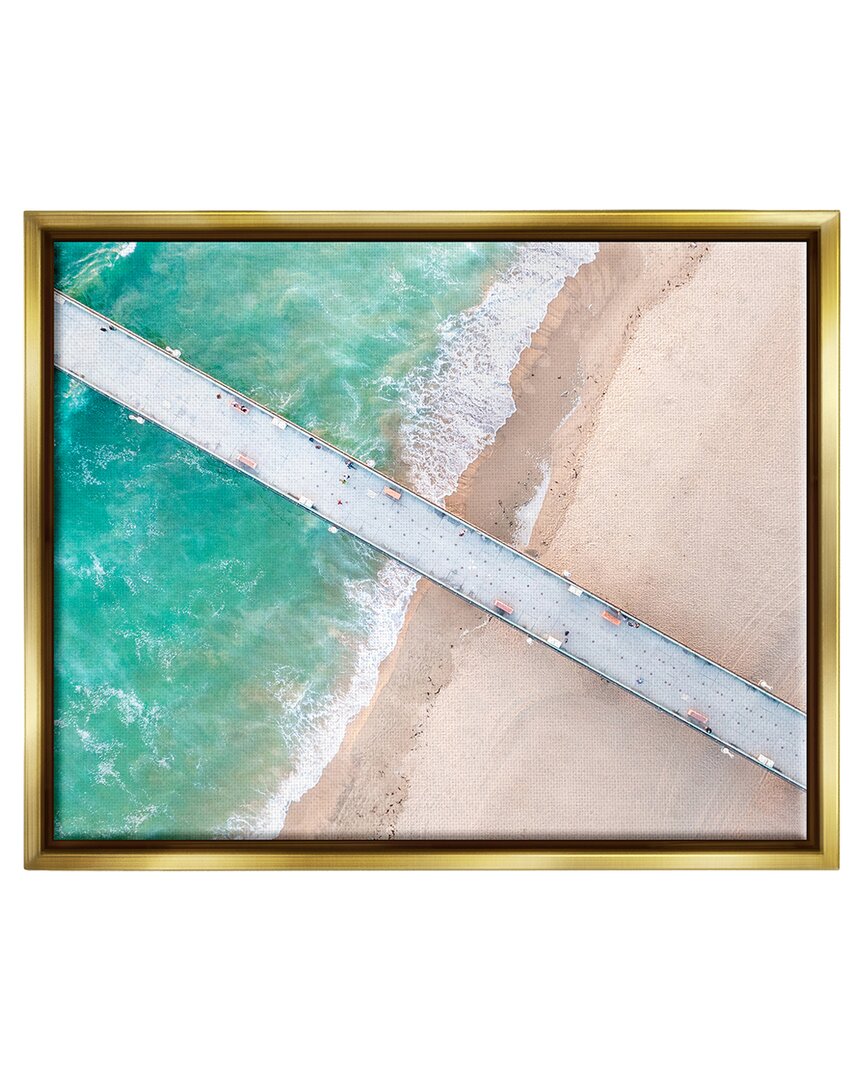 Shop Stupell Aerial Ocean Beach Bridge Framed Floater Canvas Wall Art By Jeff Poe