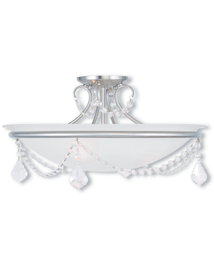 Livex Lighting Livex Chesterfield 3-light Brushed Nickel Ceiling Mount