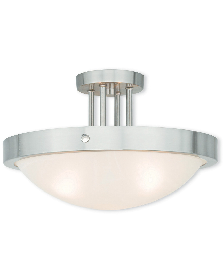 Livex Lighting Livex New Brighton 3-light Brushed Nickel Ceiling Mount