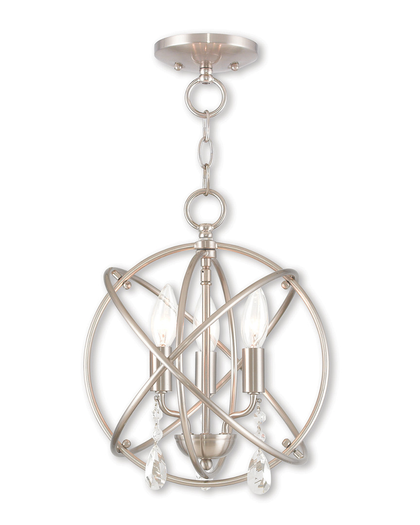 Livex Lighting Livex Aria 3-light Bn Mini Chandelier/ceiling Mount In Metallic