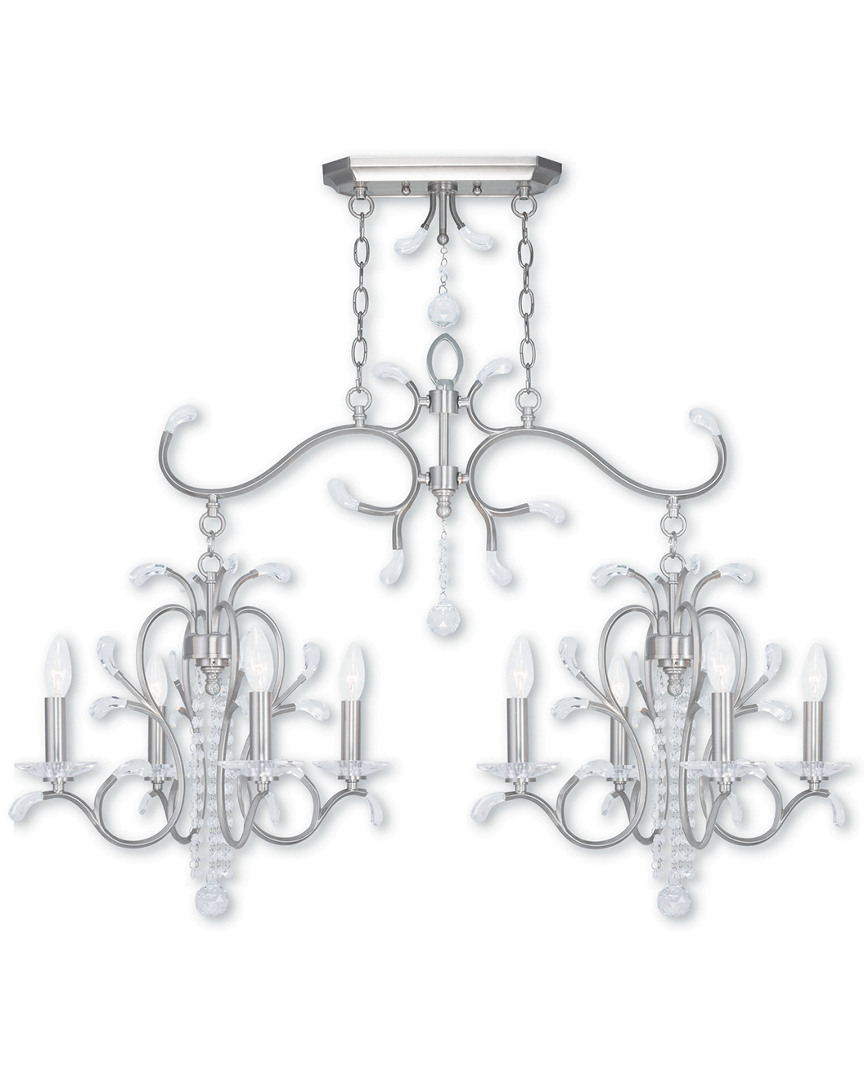 Livex Lighting Discontinued Livex Serafina 4-light + 4-light Bn Linear Chandelier